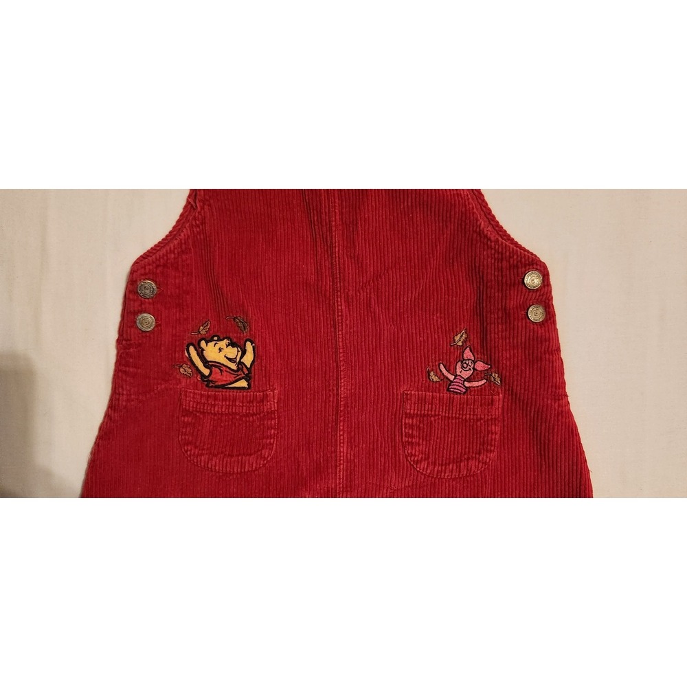 Disney Fall Winnie the Pooh Red Corduroy Jumper Dress Pooh & Piglet Toddler 3T - Picture 5 of 10